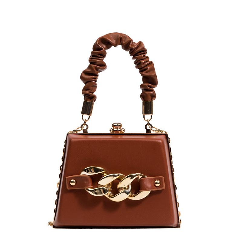 Pu bag women's bag new Korean version 2025 fashion pleated portable messenger ins Internet celebrity foreign style chain box bag