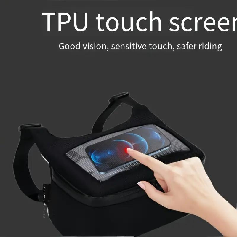 1pc Motorcycle Front Dashboard Bag With TPU Touchscreen Durable Black Outdoor Storage Bag For Mobile Phones Keys Essentials