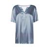 Damesmode Casual Gestreept Print Kraag Korte Mouw Knopen T-shirt
