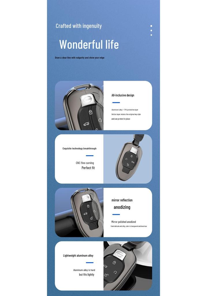 Trumpchi GS8 2022 2nd Gen Key Case - Aluminum Metal Shell with Buckle