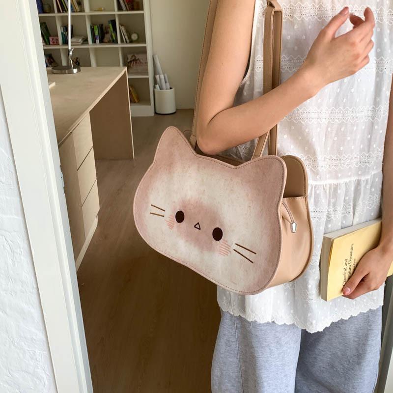 Stylish Large-capacity Underarm Bag Female New Cute Cartoon Cat Tote Bag Multi-functional Backpack