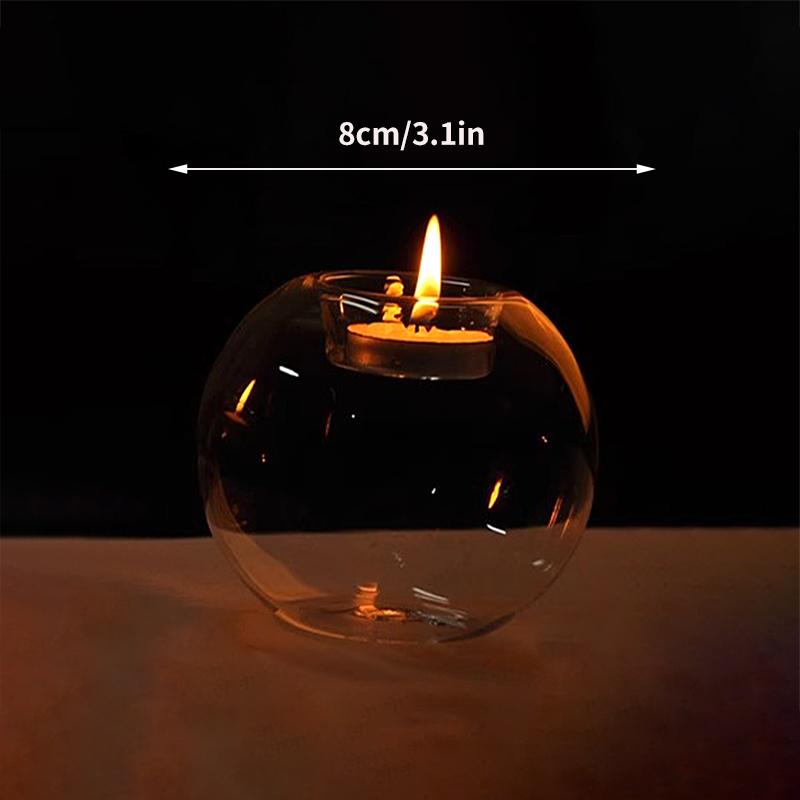 Round Glass Candle Holder Transparent Candlestick European Style Glass Wax Holder Wedding Dinner Table Decor Party Supply