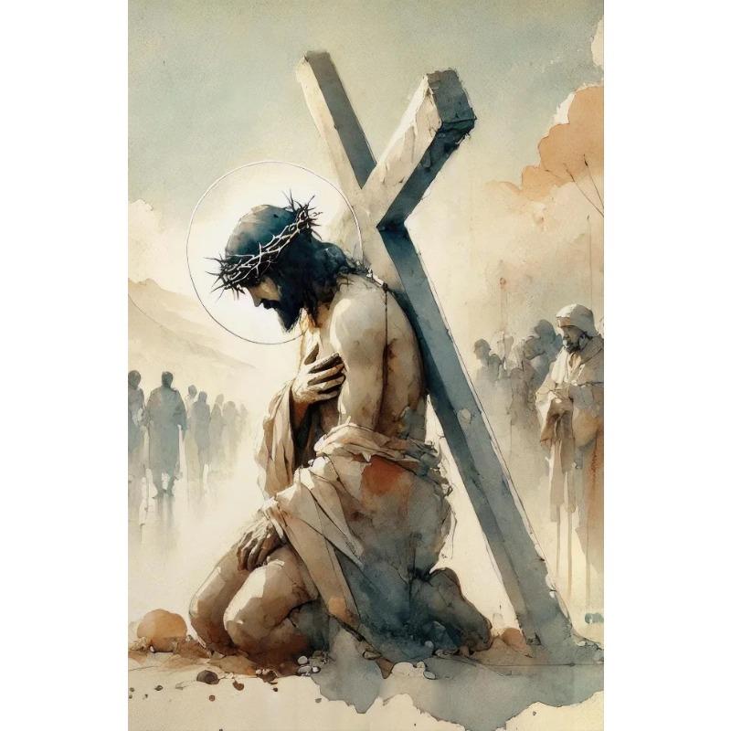 Jesus Carry The Cross Posters and Prints Canvas Printing Vintage Christian Wall Art Picture for Living Room Home Decor Gifts
