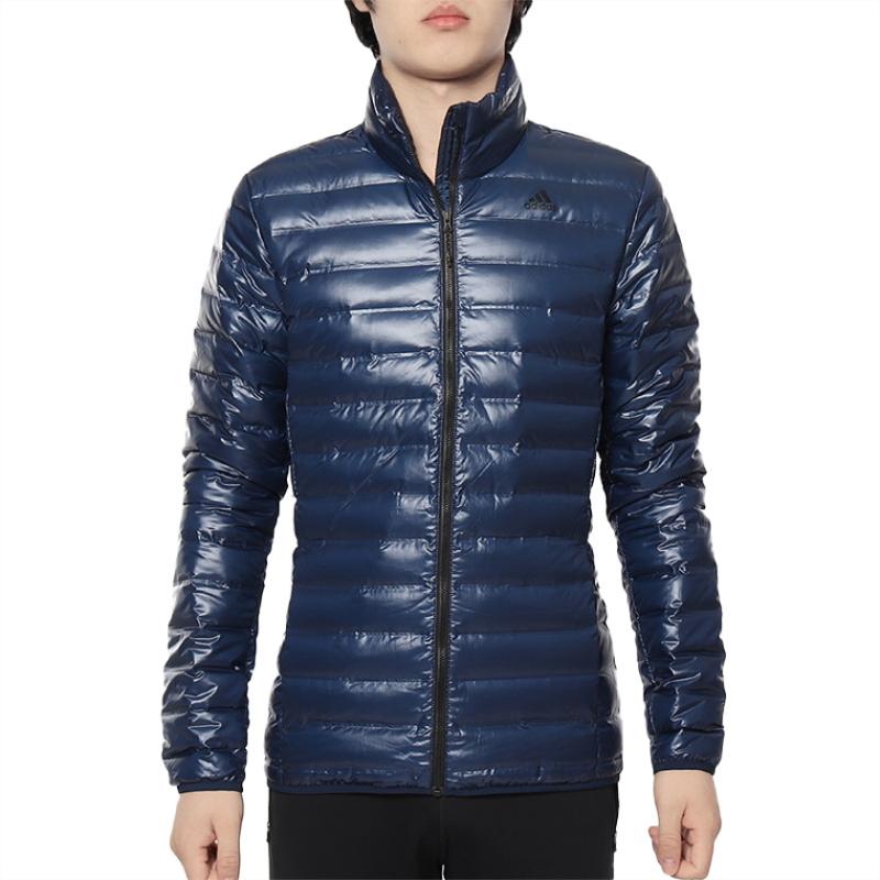 Adidas Warm Solid Color Casual Long Sleeve Down Jacket Men Jackets Blue BQ7774