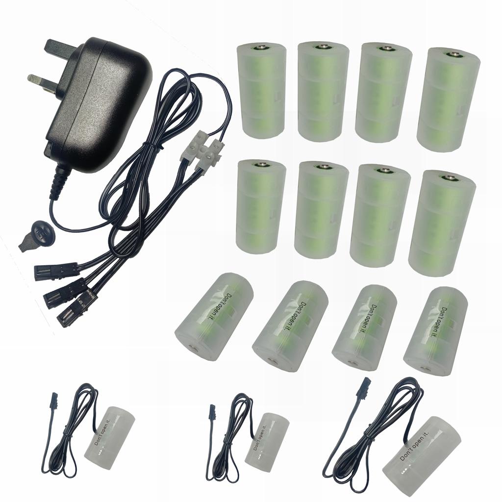 3 in 1 3-12V Adjustable AC100-240V Power Adapter, DC3V-12V Battery Replacement Kit Replaceable for LR20 D or LR14 C