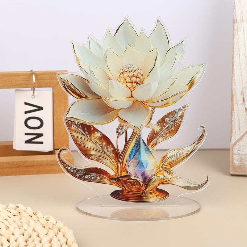 Flower Plaque Standee Ornament Lightweight Display With Stand Base Acrylic Plaque Sign Tabletop Sign For Party Supplies Desk