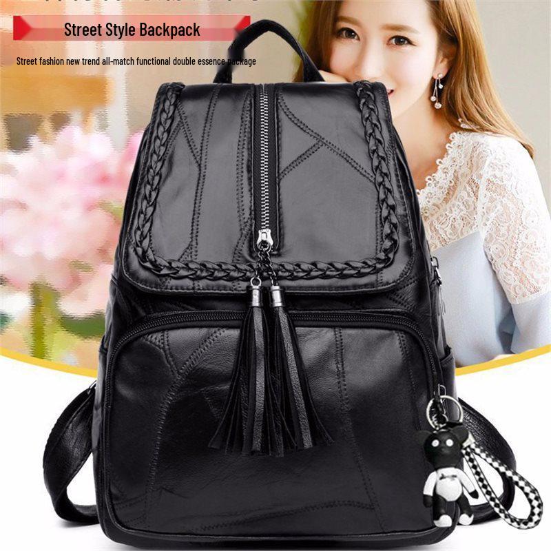 Women's Versatile PU Leather Backpack Handbag - Large Capacity Casual Schoolbag