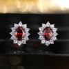 Fashion Sunflower Shape Stud Earrings Women Brilliant Oval Cubic Zirconia Luxury Female Party Jewelry Earring Top Quality