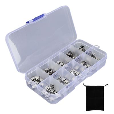 100Pcs Micro USB Type B Connector Mini Female Jack Socket 10 Kinds with Storage Box for Digital