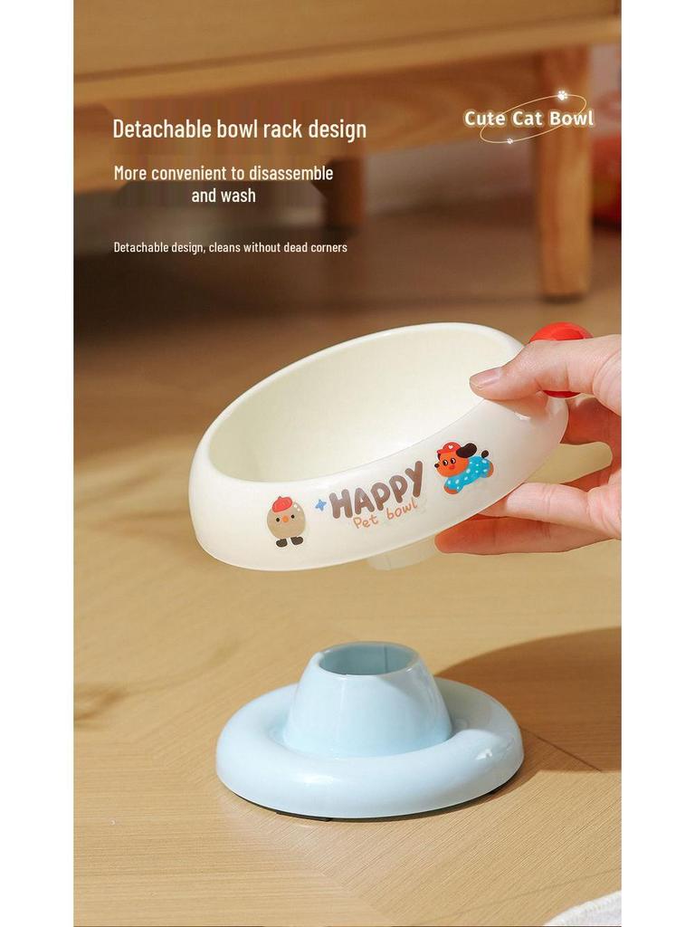 Anti-Blackening High-Leg Stainless Steel Cat Bowl - Non-Slip, Colorful Design