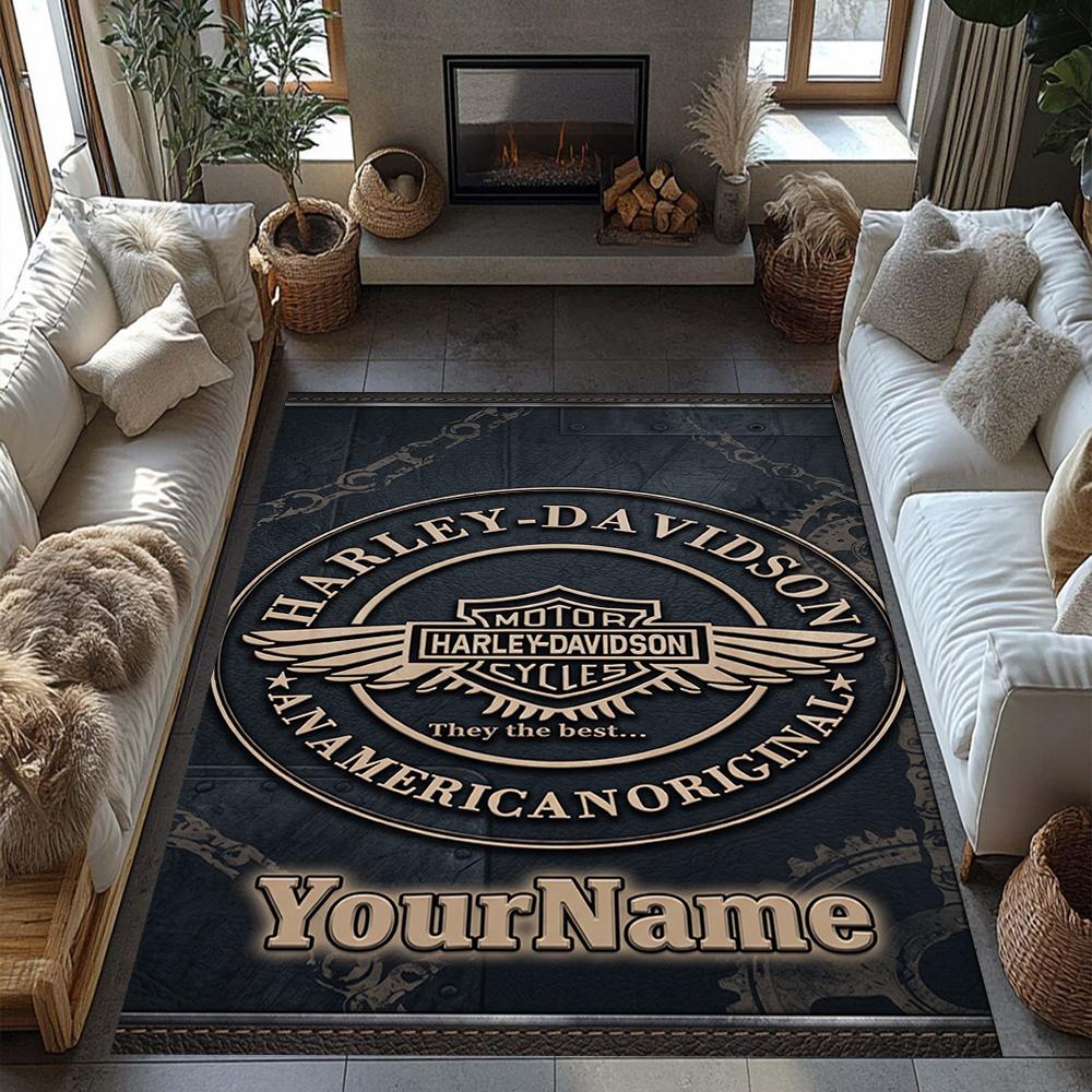 Harley-davidson Motorcycles Customize Text Carpet Design for Bedrooms Dormitory Game Room Decorate Room Antislip Carpet Office Home Decor