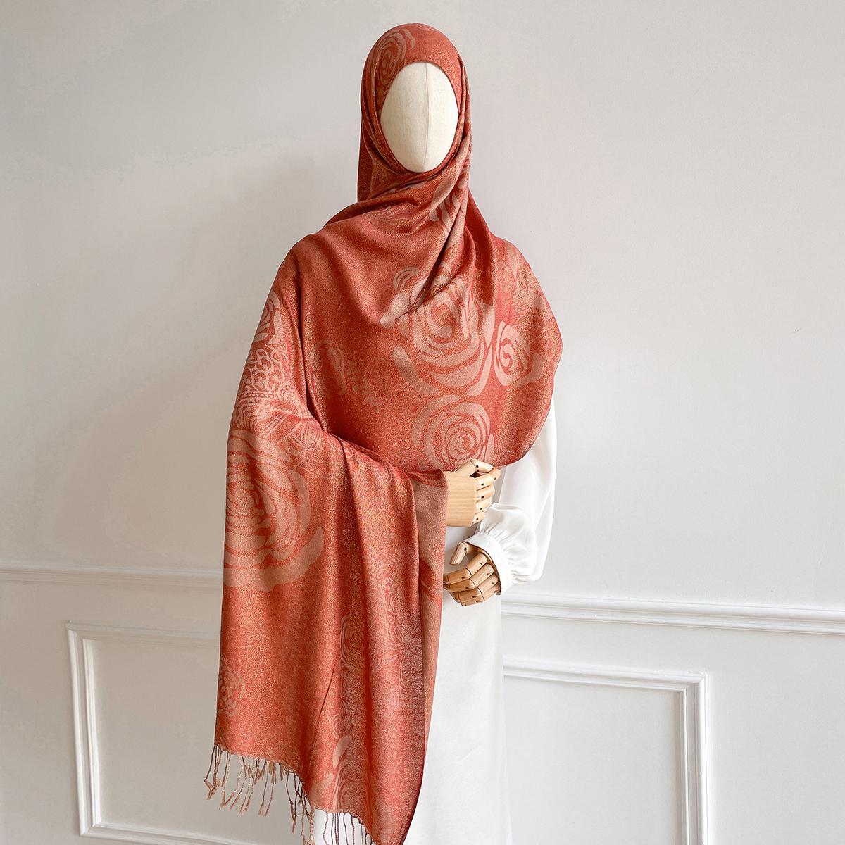 

Роскошный женский хиджаб-шарф 70*190 см, мусульманский платок, Рамадан, ислам, цветочный платок, хиджабы, тюрбан, шейный платок, зимний теплый шаль
