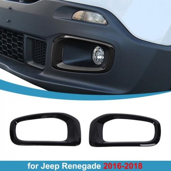 Front Fog Light Lamp Frame Decor Trim For Jeep Renegade 2016-2017 2018 Black ABS