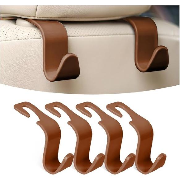 Cârlig Tetieră Scaun Auto, Pachet de 4 Organizator Depozitare Umeraș Scaun Auto pentru Poșetă, Geantă de Mână, Paltoane, Pungi de Alimente, Accesorii Interioare Auto, Universal