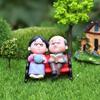 Adorable Grandpa & Grandma On Park Bench Micro Landscape Ornament