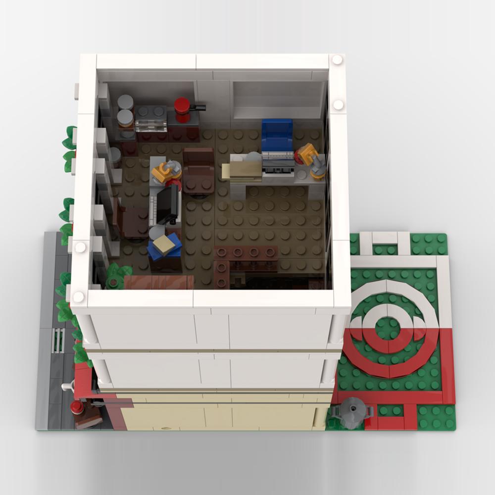 New MOC Classic Animated City Street Scene Cafe Model Building Blocks DIY Modular Assembly Children's Toy Boy Collectible Gift