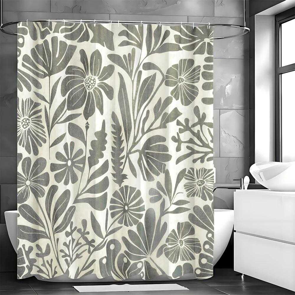 Vintage Aesthetic Floral Bohemian Colorful Modern Shower Curtain, Bathroom Decorative Shower Curtain, Waterproof Shower Curtain