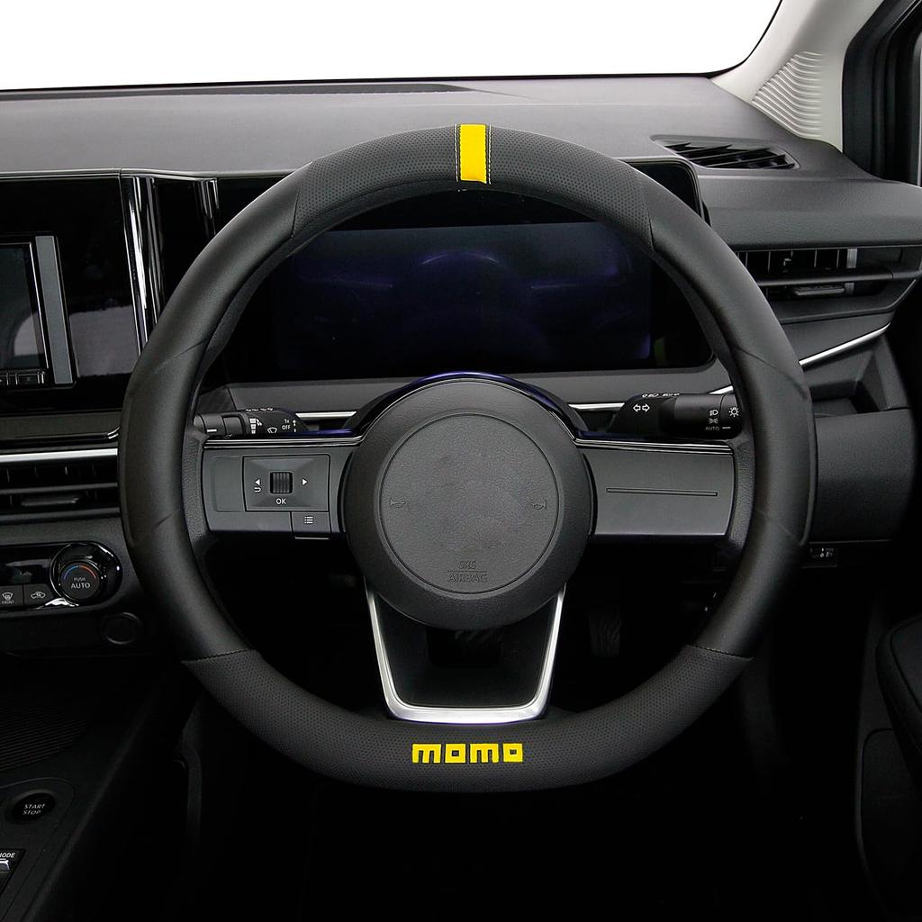 MOMO TRACK Truck Steering Wheel Cover, Italy, Milan, Flat Bottom, D-Shaped, Yellow