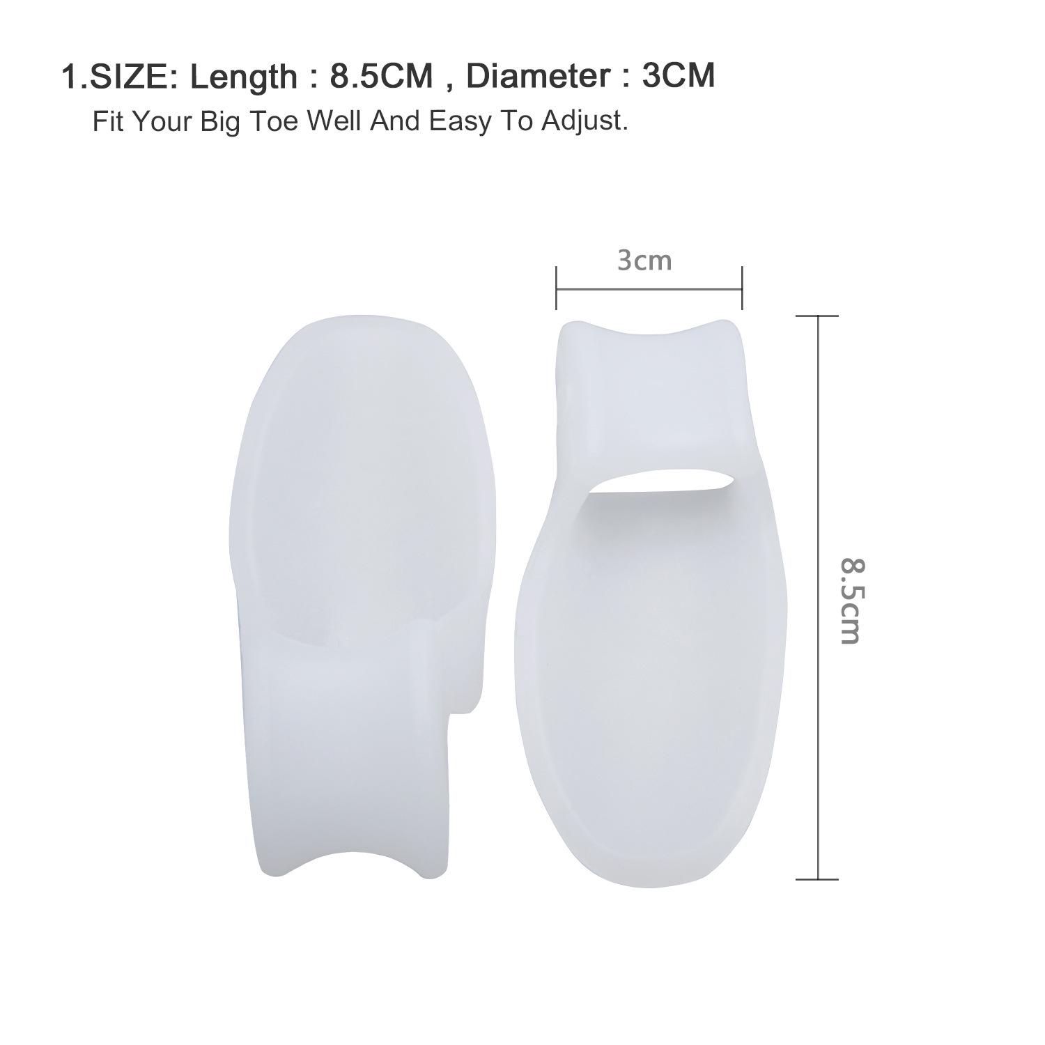 

1 пара прозрачных синих подушечек-разделителей для пальцев ног при вальгусной деформации большого пальца стопы (Модель C1713) One Size белый