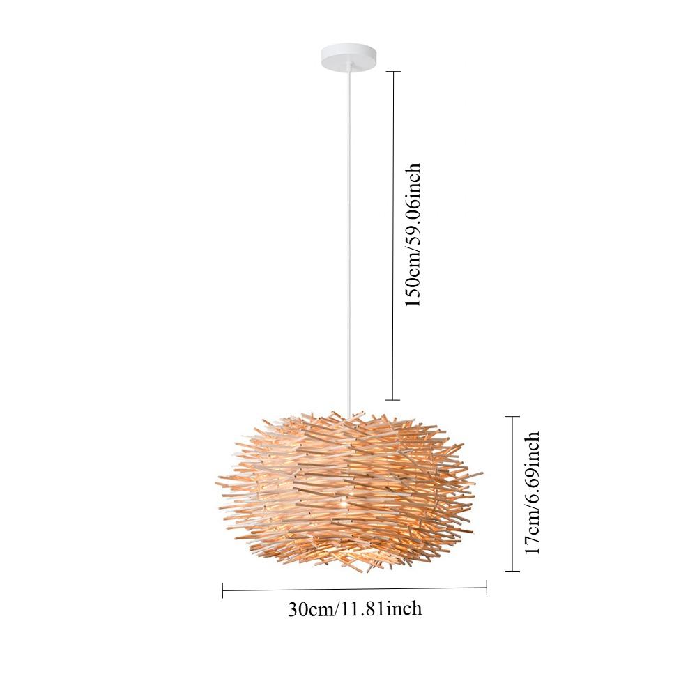 

JOYINLED Japanese Style Chandelier 30CM Handmade Pendant Light Bird Nest Ceiling Lamp Indoor Lighting for Restaurant Bedroom No Bulb