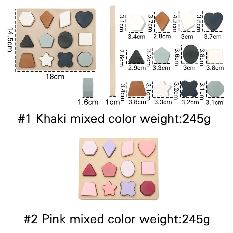 Baby Montessori BPA Free Silicone Toys Colorful Geomet Jigsaw Puzzle Nested Stacking Toys Children Shape Cognitive Learning Toys