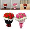 Crochet Rose Flower Bouquet,Creative Sturdy Table Centerpiece Woven Finished Handmade Knitted for Home Festival Party Wife Women