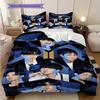 Bts Globale Musik-Sensation Dreiteiliges Set (1 Bettbezug + 2 Kissenbezüge, ohne Füllung) 2D flaches Weihnachts-Geburtstagsgeschenk Bettbezug und Kissenbezug