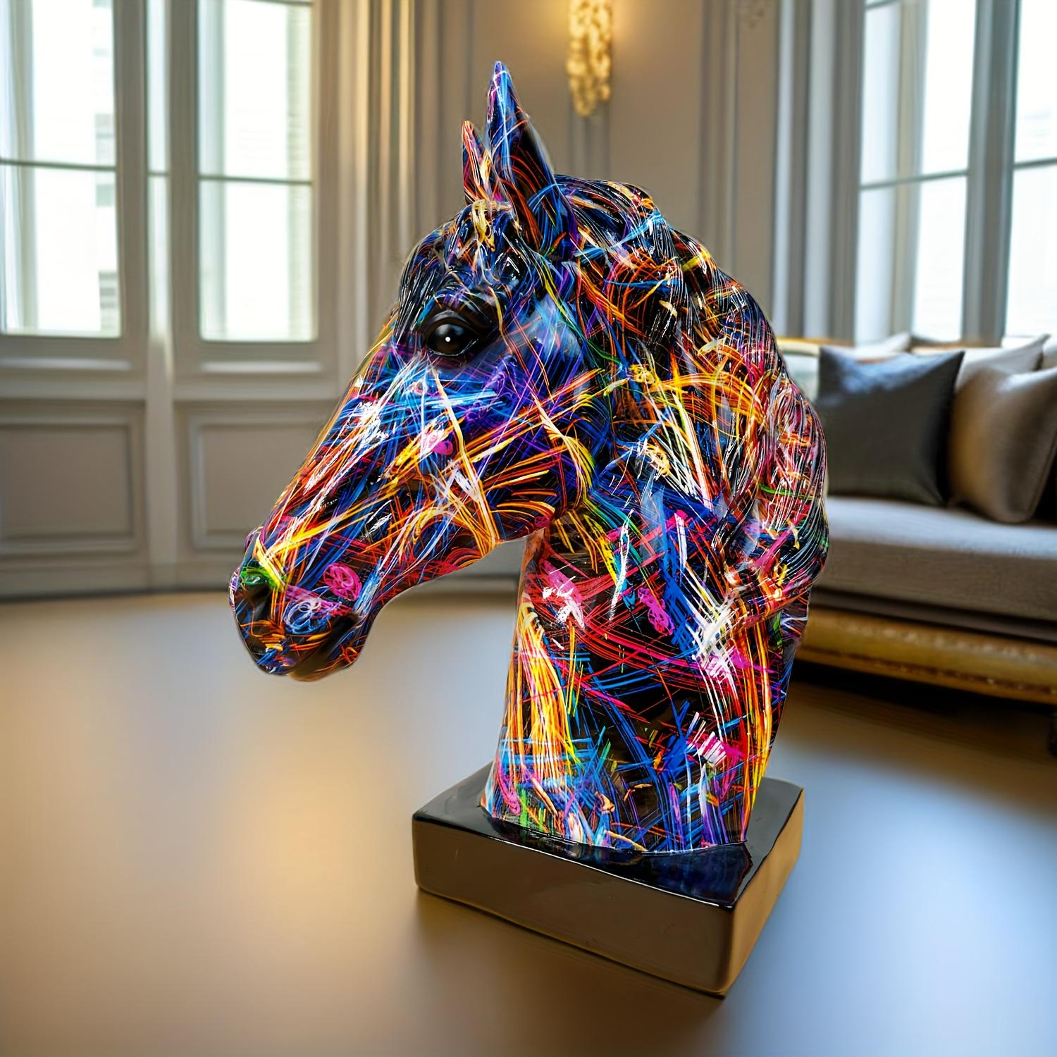 

Modern Colorful Graffiti Ornaments, Creative Figurine with Fun Pattern Design, Sculpture Animal Statue for Living Room