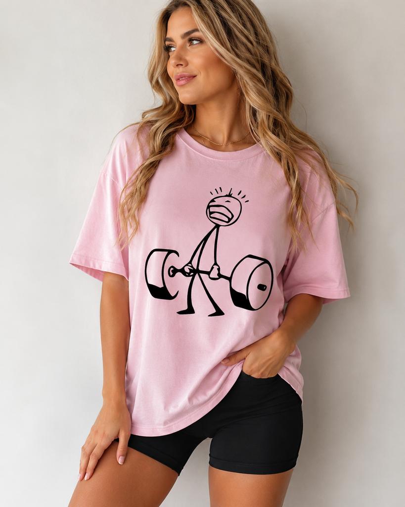 Dumbbell Pattern Printed T-shirt Sports Casual Wear Summer Short Sleeved Harajuku Streetwear Top T-shirt Unisexs Clothing Popular