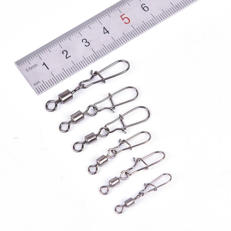 10Pcs Rolling Barrel Swivel With Snap Fishhook Lure Connector Fishing Tackle