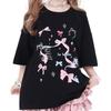 Kawaii Harajuku Goth Casual Loose Soft Short Sleeve Crewneck Cute Print Cartoon Multi Colors Bows T-Shirt(1)