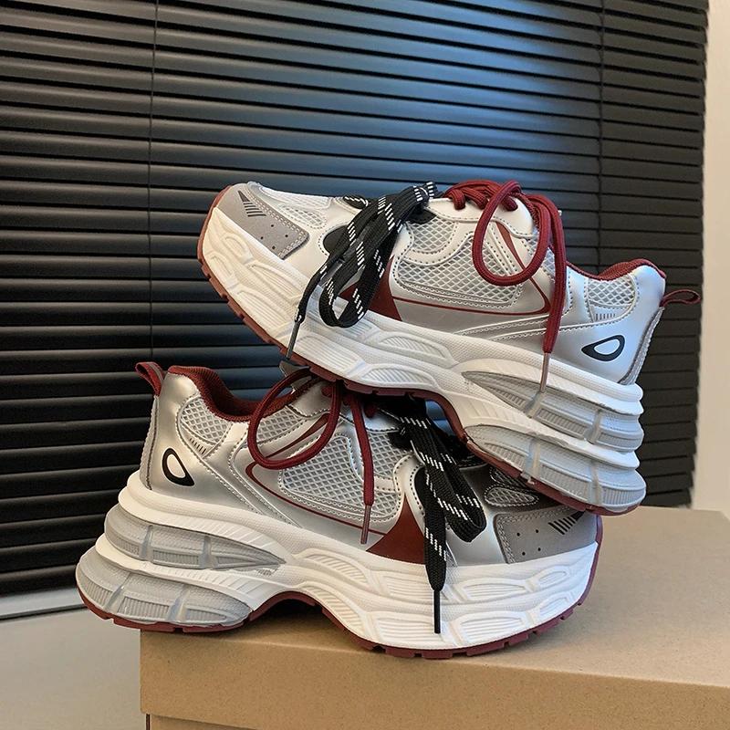 Fashion Thick Platform Shoes Women Sneakers Cross Lace-Up Casual Shoes Flats Tenis Feminino Comfortable Women Sneakers