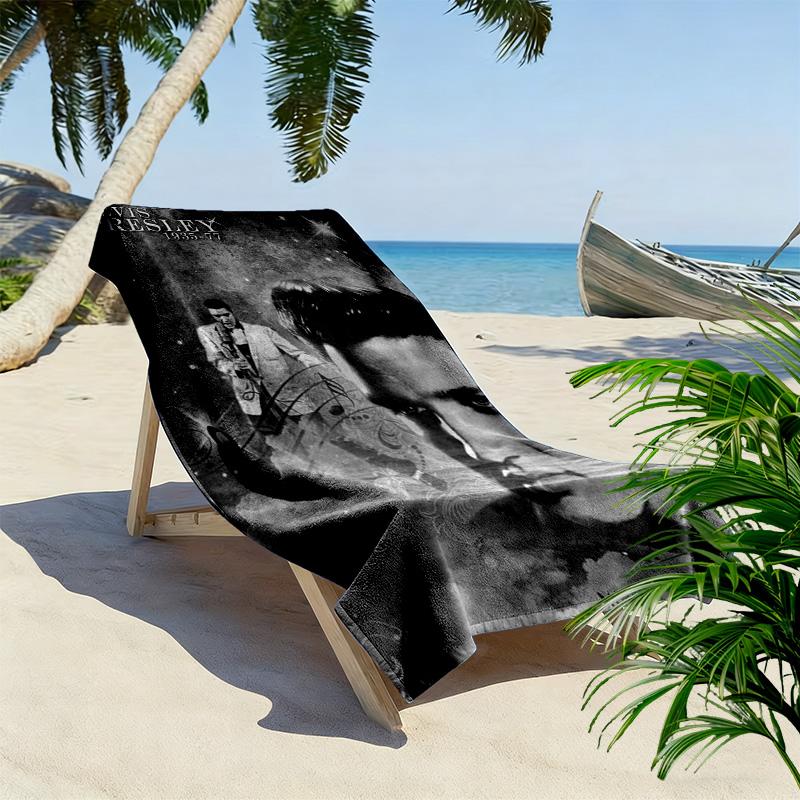 Music Elvis Print Beach Towel, Large Soft Quick Dry Towel for Beach Camping Swimming