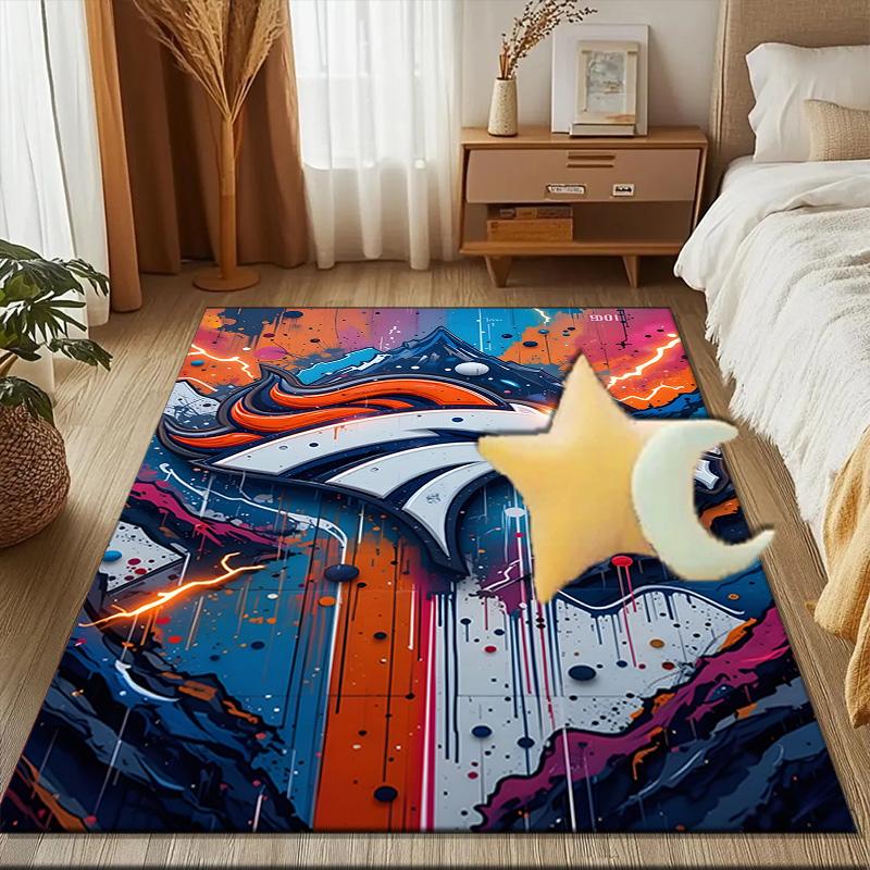 Denver Broncos Logo Rug Game Carpet, Floor Mat for Bedroom Living Room Entryway Rug, Home Decor Idea Gift for Christmas Birthday