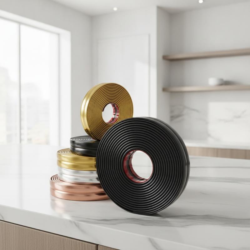 Self Adhesive Glossy Metal Edge Trim Strip With Strong Back Glue And Easy Installation Perfect For Home Wall Tile Gap Decoration