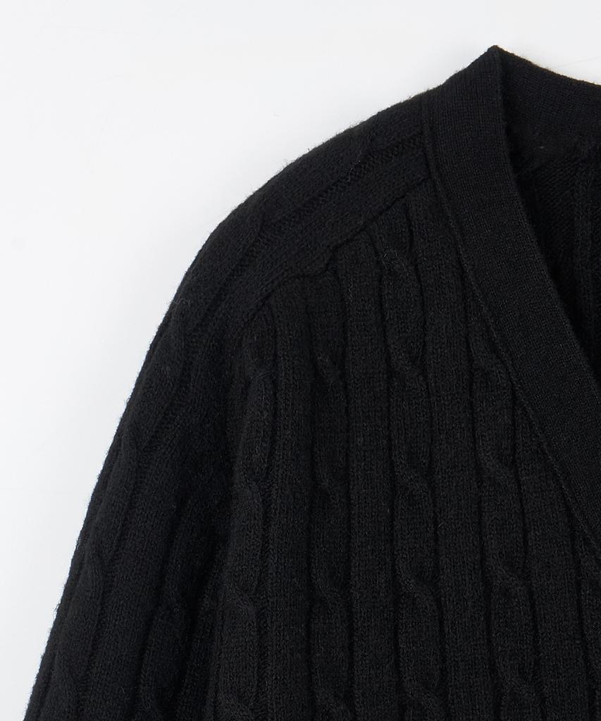 Nodu Cable Saddle Crop Cardigan [Black]