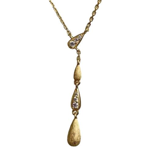 Drop Charm Necklace Women String of Water Drops Pendant Necklace Sparkling Rhinestone Dainty Necklace Gift for Her Wife