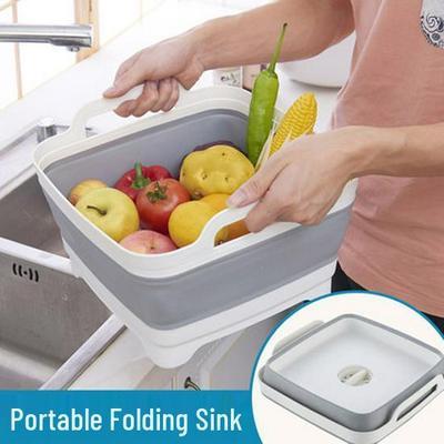 Collapsible Kitchen Sink Basket: Portable Telescopic Folding Basin for Washing and Draining Vegetables and Fruits.
