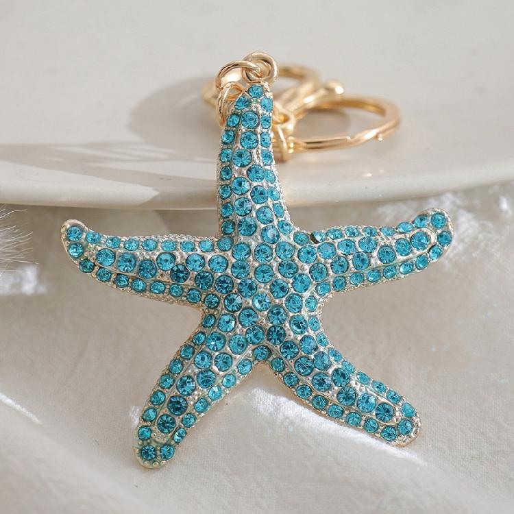 Elegant Crystals Embedded Sea Star Keychain Versatile Alloy Accessory for Women