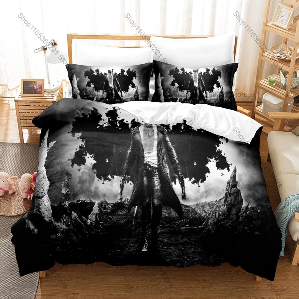 DmC Devil May Cry 3PCS Bedding Set Duvet Cover And Two Pillowcases Microfiber 3D Digital Print Game Bed Linens Home Decoration