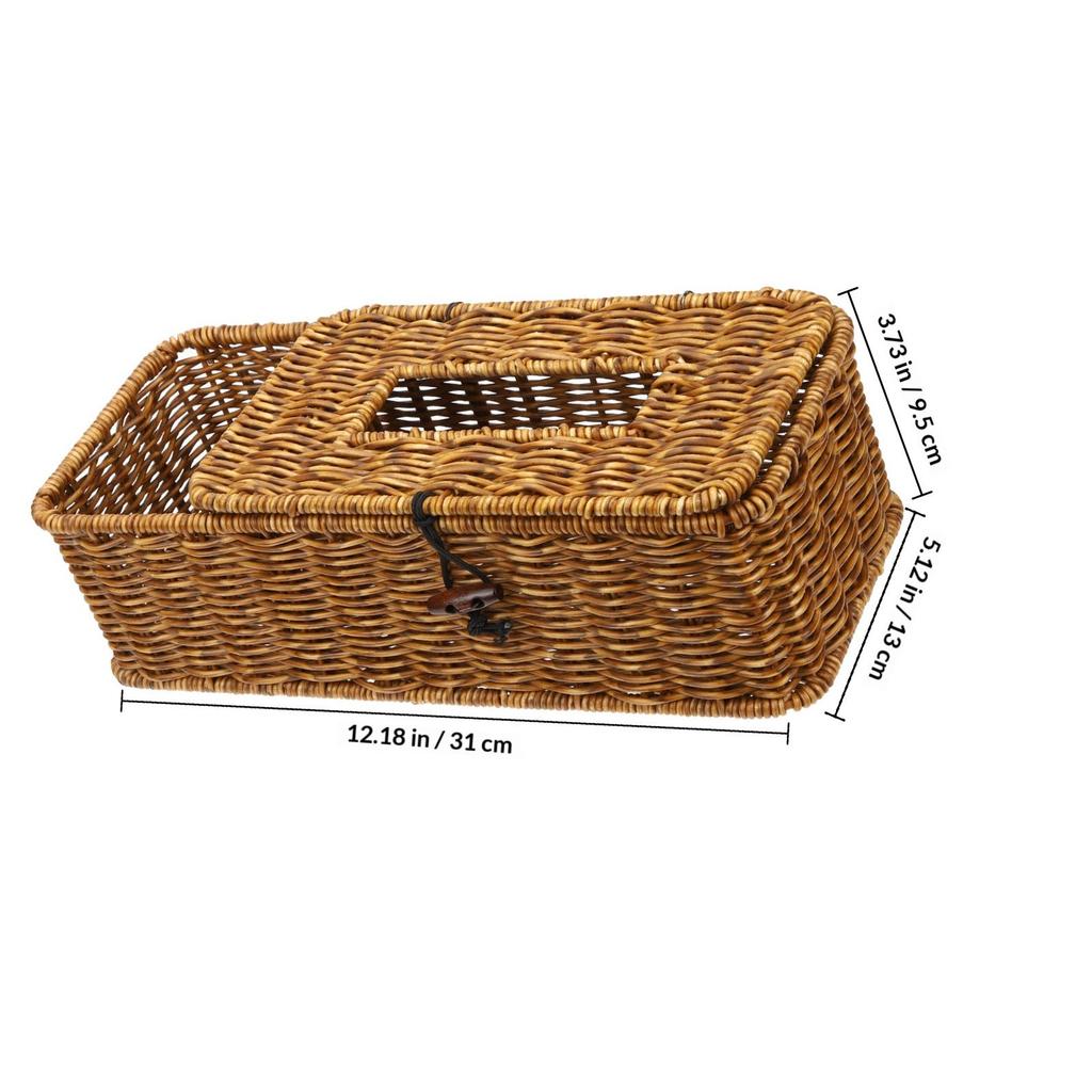 Multifunctional Tissue Box Woven Design Desktop Organizer For Home Bathroom Office Napkin Holder Storage Container