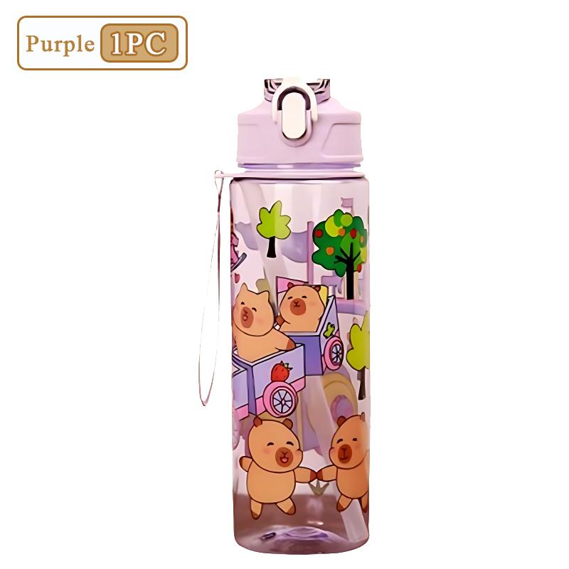 

1/3/5/10PCS 750ML Capybara Straw Cup Cute Cartoon Water Bottle with Carry Strap Leakproof Portable Drinking Cup Sports Bottle 750ML