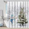 Christmas Shower Curtain, Winter Shower Curtain Set, Cute Bathroom Shower Curtain Sets, Snowman Christmas Tree Shower Curtains, Bathroom Curtains