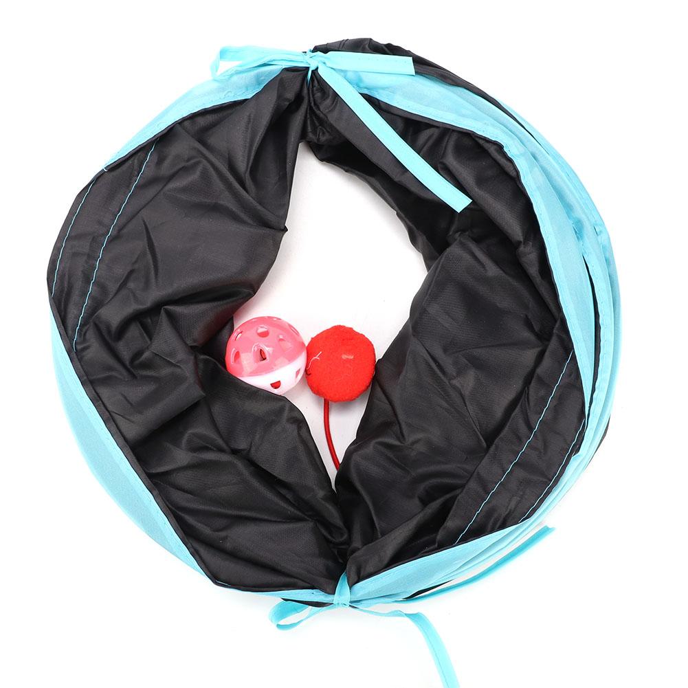 Collapsible Polyester Pet Cat Tunnel Tubes Toy with Crinkle Crackle Paper Peephole Rattle Ball Play Happy