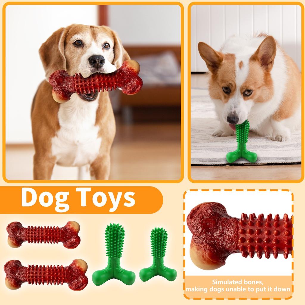 Pet Supplies Bones Shaped Grinding Rod PVC Toothed Dog Sound Toy