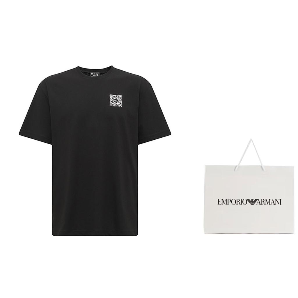 EMPORIO ARMANI EA7 T Shirts Men's Black Crew Neck Moderate Straight Fit 3RUT10-PJNVZ-1200