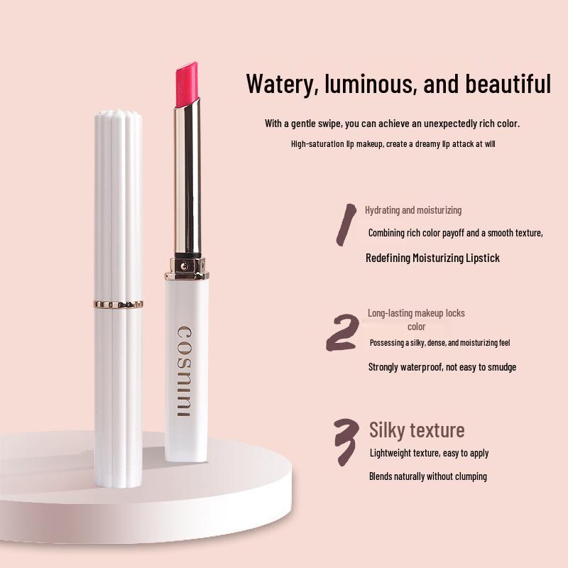 Viraler Muschel-Lippenstift: Stiletto-Absatz-Design, Perlglanz-Drachenfrucht, Langanhaltend, Nicht abfärbend Rosenrot