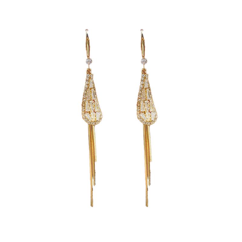 

Изысканные серьги-кисточки с цирконами в виде капель воды - Роскошные, Модные, Уникальный дизайн