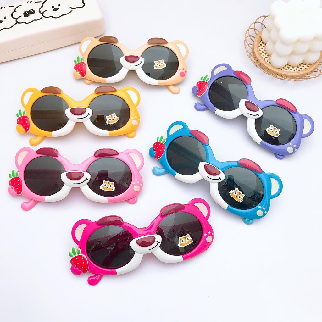 Cartoon Cute Children Polarized Sunglasses Girls Strawberry Bear Sunglasses Children Silicone Sunscreen Sunscreen Glasses
