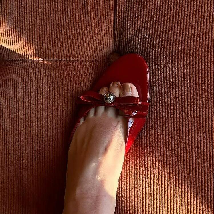 

Fashion Elegant Low Heel Slides Summer Women Fashionable Simple atmospheric Open Toe Slippers Round Dot Party Dress Sandalias Shoes 40 красный